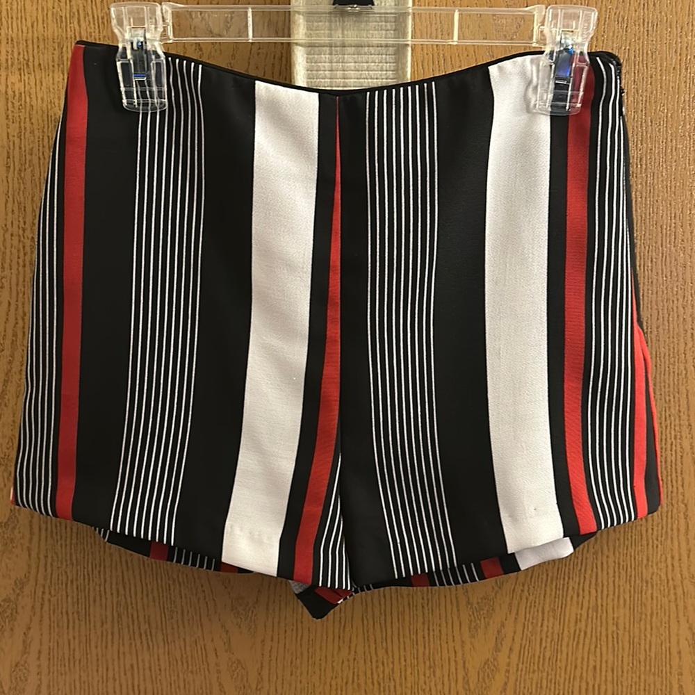Striped Women's Shorts - Black, White, and Red